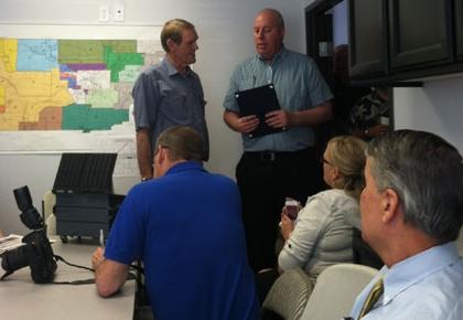 Supervisor Couch presents Bob Hampton, owner Westside Waste Management, with award for Outstanding Business of the Quarter